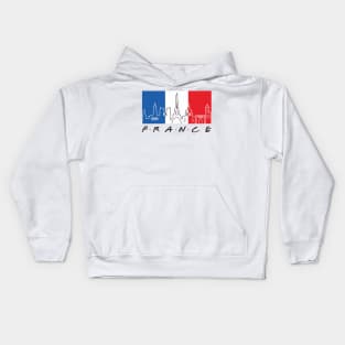 france flag and skyline Kids Hoodie